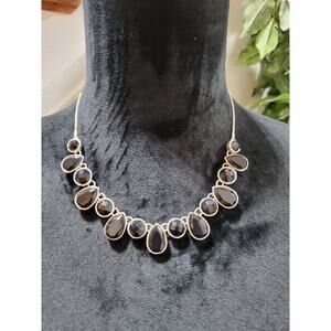 Nine West Women's Black Rhinestone Statement Stylish Collar Necklace Pendant